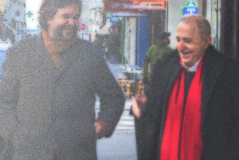 Portrait de Roland Gori avec et Xavier Gayan par Vincent Dufrène